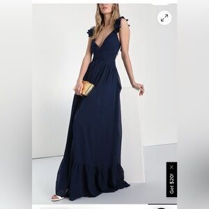 Lulu’s Soirée Navy Blue Maxi Dress Size Large